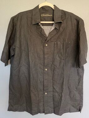 Caribbean Men's Short-Sleeve Button-Down Shirt in Brown XL